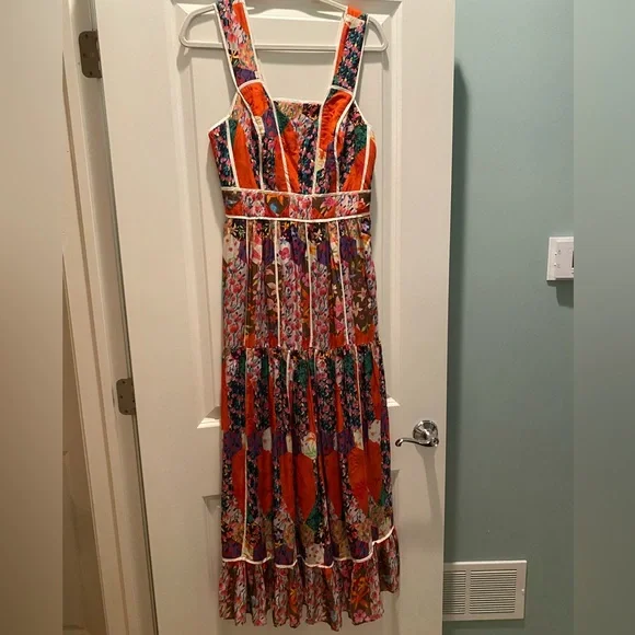 By Anthropologie red motif dress - size 2 - Picture 5 of 13